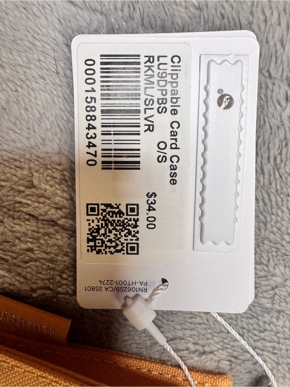 lululemon athletica orange clippable card case with keyring - Picture 3 of 5